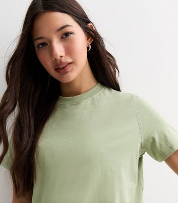 Light Green Cotton Crew Neck T-Shirt New Look