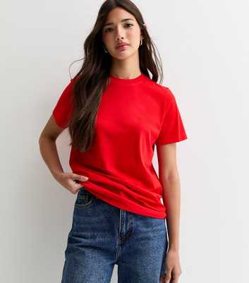 Red Cotton Crew Neck T-Shirt