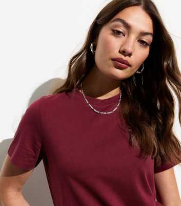 Burgundy Cotton Crew Neck T-Shirt