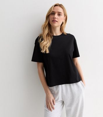 Black Boxy Cotton T-Shirt New Look