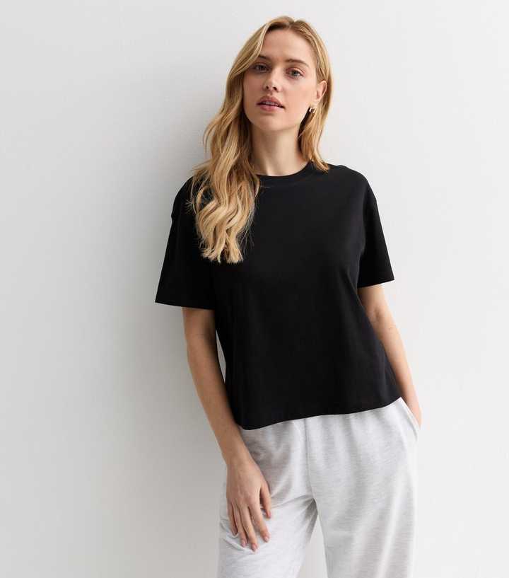 Black Boxy Cotton T-Shirt 