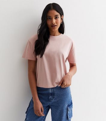 Pale Pink Cotton Crew Neck Boxy T-Shirt New Look