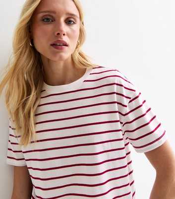 Red Stripe Boxy Cotton T-Shirt