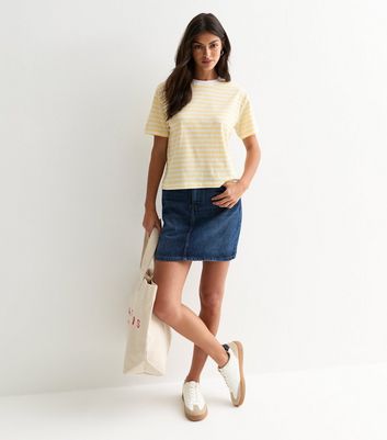 Yellow Stripe Boxy Cotton T-Shirt New Look