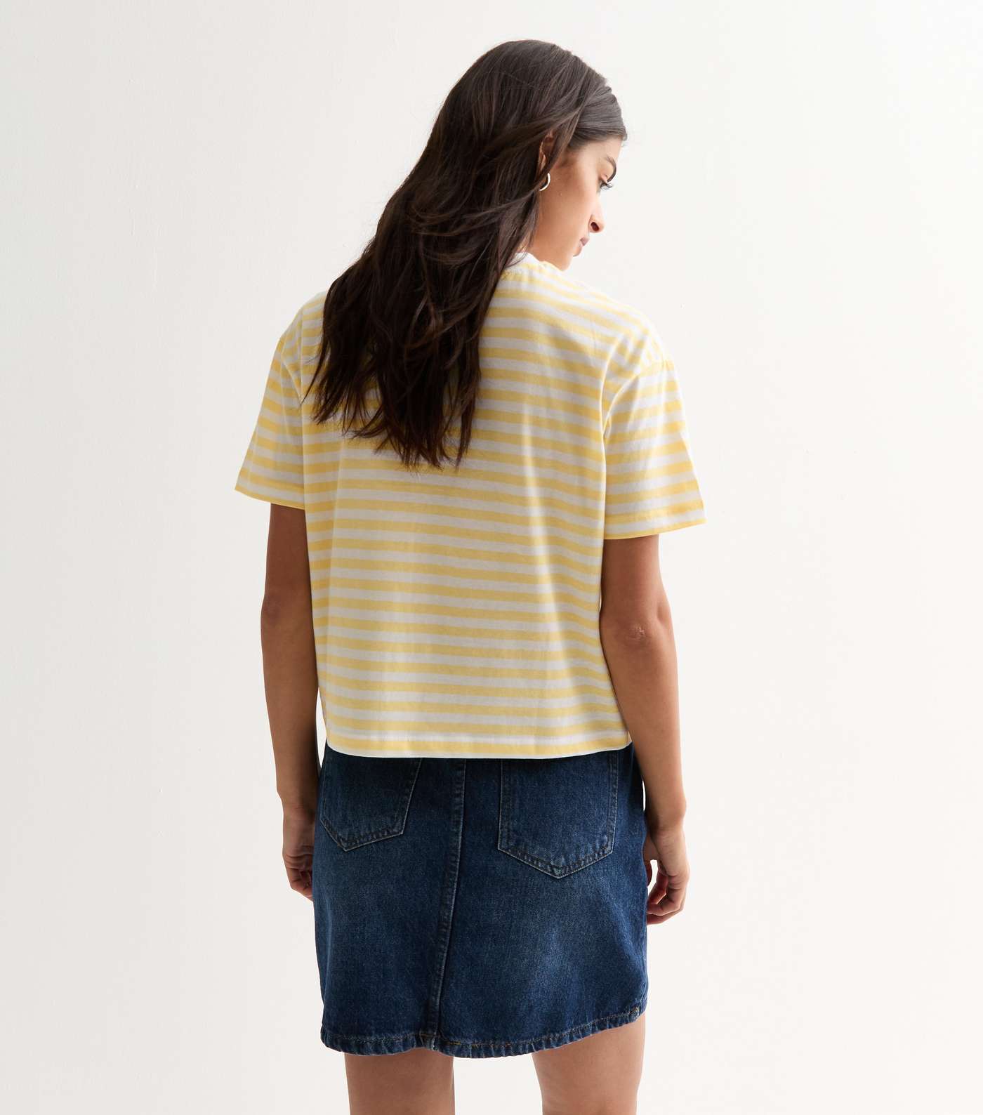 Yellow Stripe Boxy Cotton T-Shirt Image 4