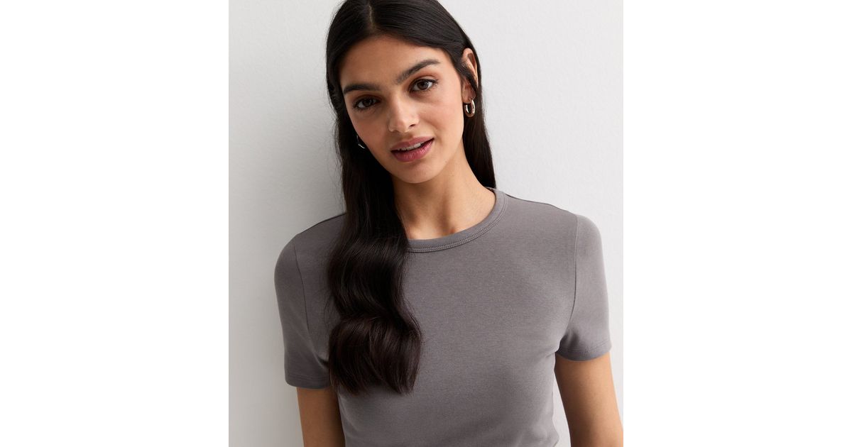 Grey Crew Neck T-shirt With Belleville text main image 1