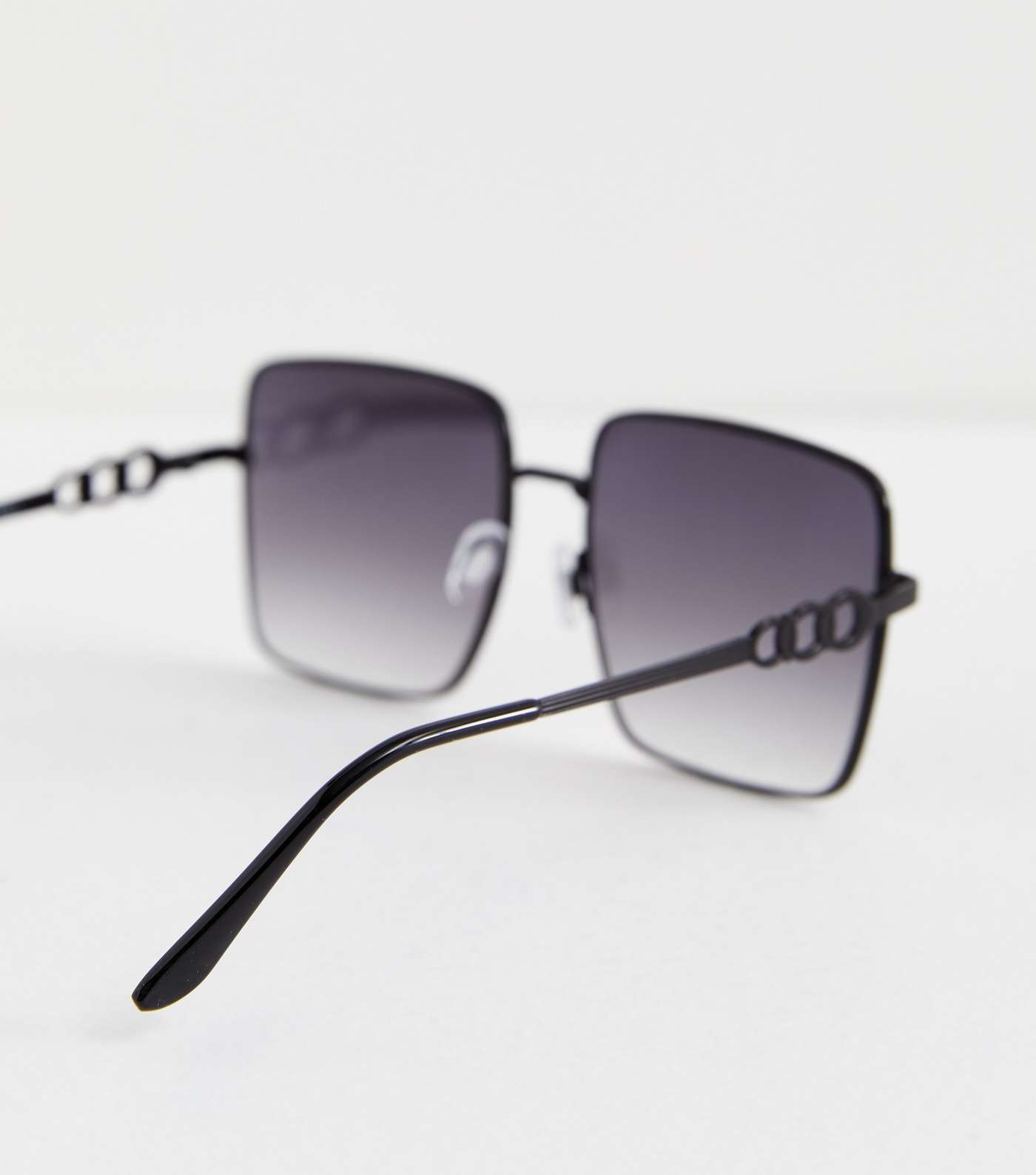 Black Metal Square Frame Sunglasses Image 4