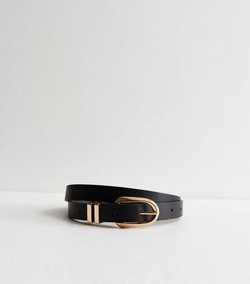 Men's Black Leather Double Keeper Classic Suit Belt