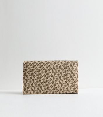 Stone Monogram Travel Wallet New Look