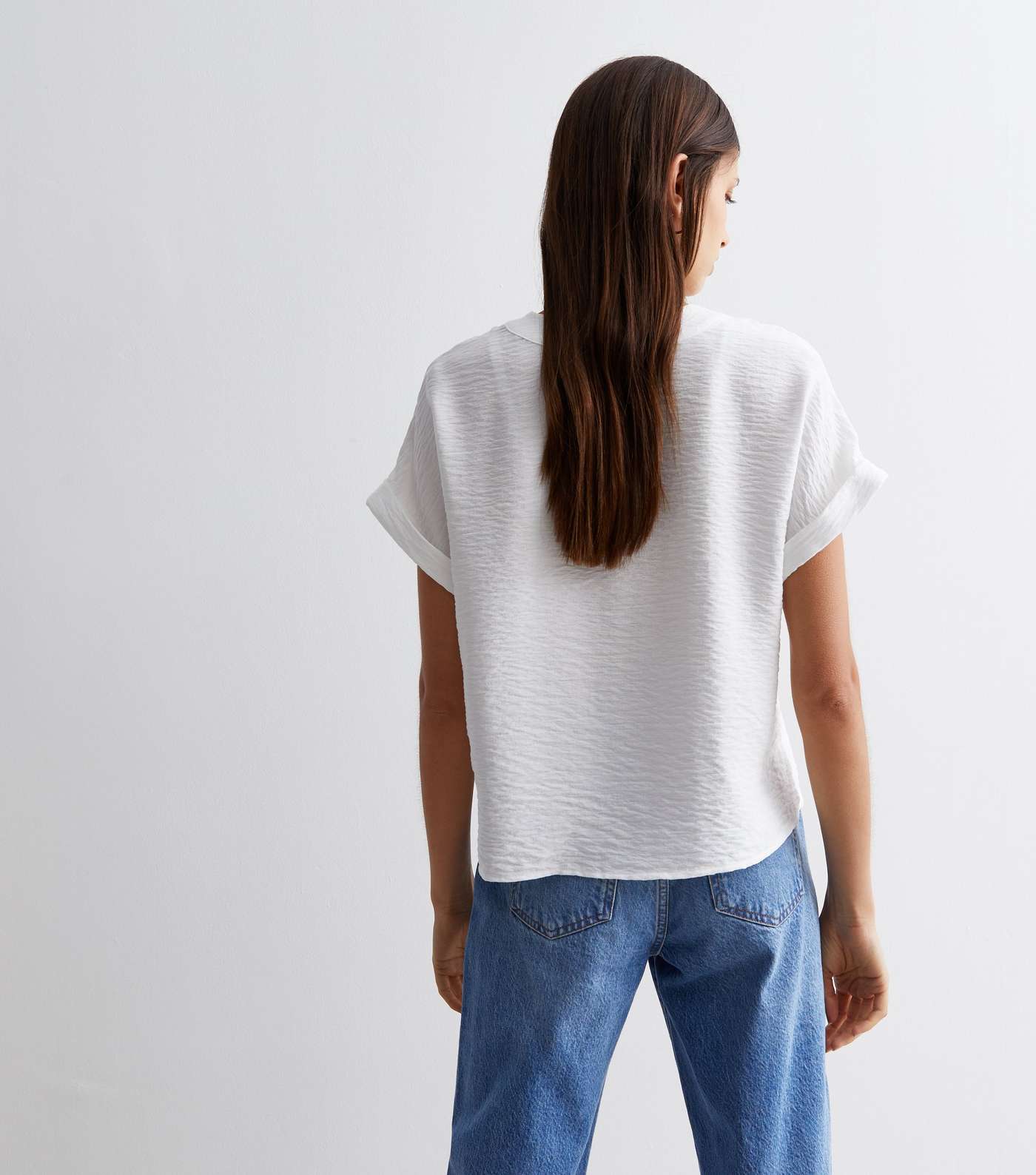 Off White Button Front Blouse Image 4