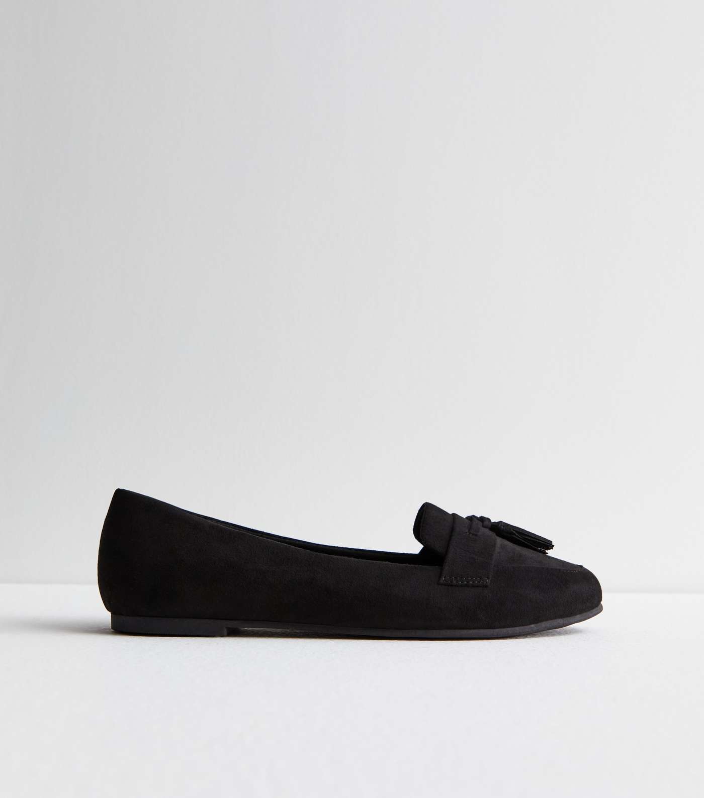 Black Suedette Tassel Loafers Image 3