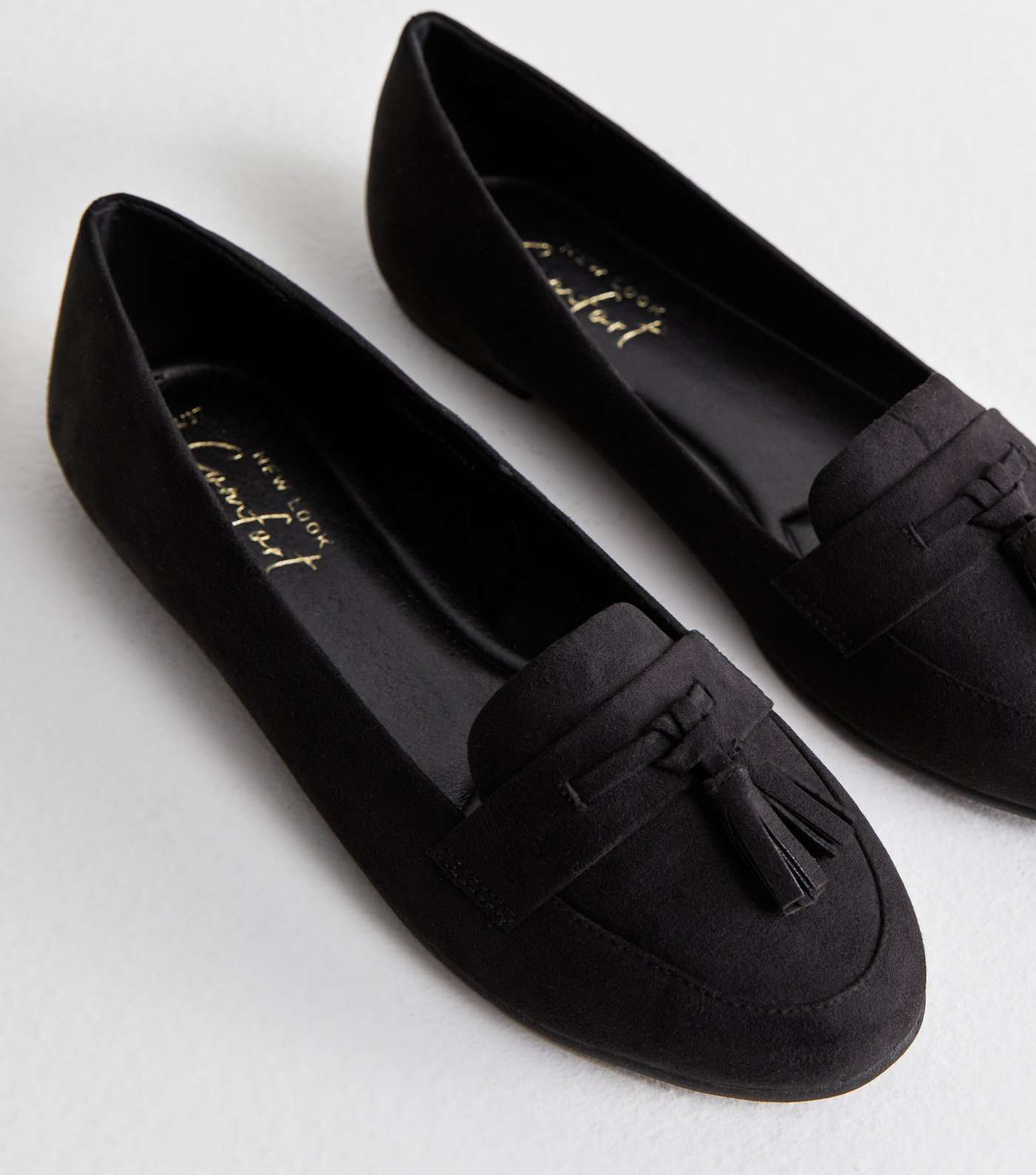 Black Suedette Tassel Loafers Image 5