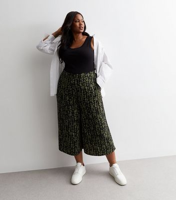 Curves Green Mark Making Wide Leg Crop Trousers New Look