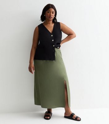 Long khaki skirts plus size best sale