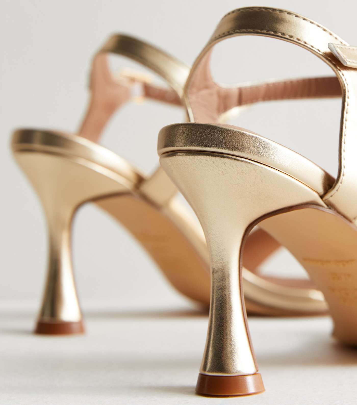Gold Leather-Look 2 Part Stiletto Heel Sandals Image 5
