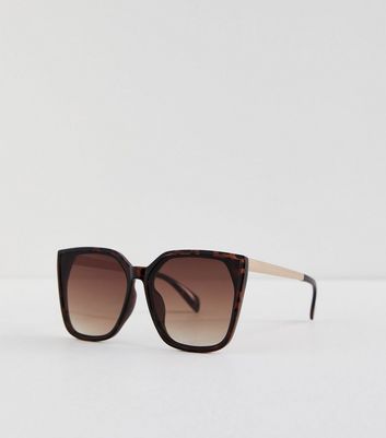 Dark Brown Tortoiseshell Effect Oversized Sunglasses New Look