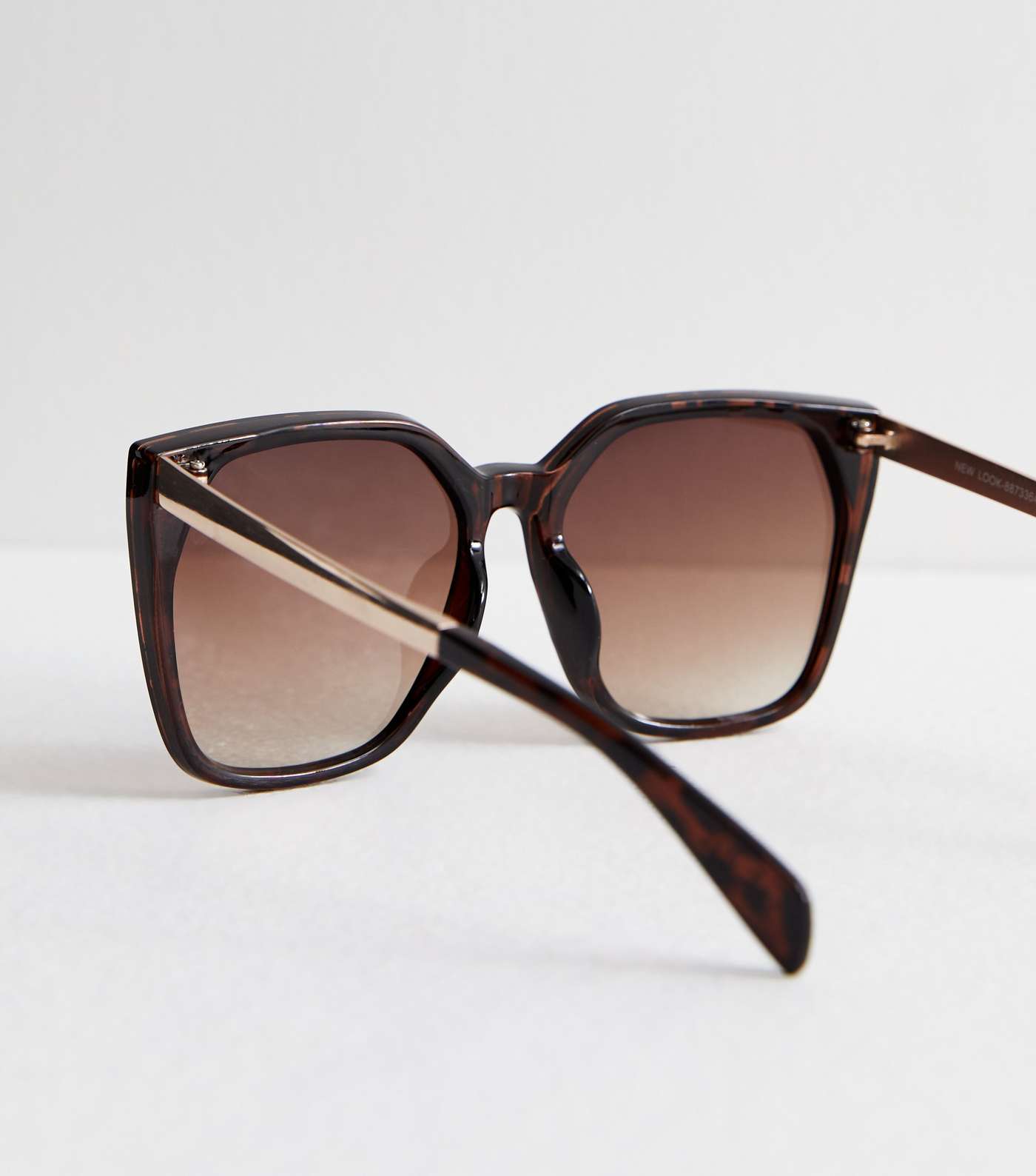 Dark Brown Tortoiseshell Effect Oversized Sunglasses Image 4