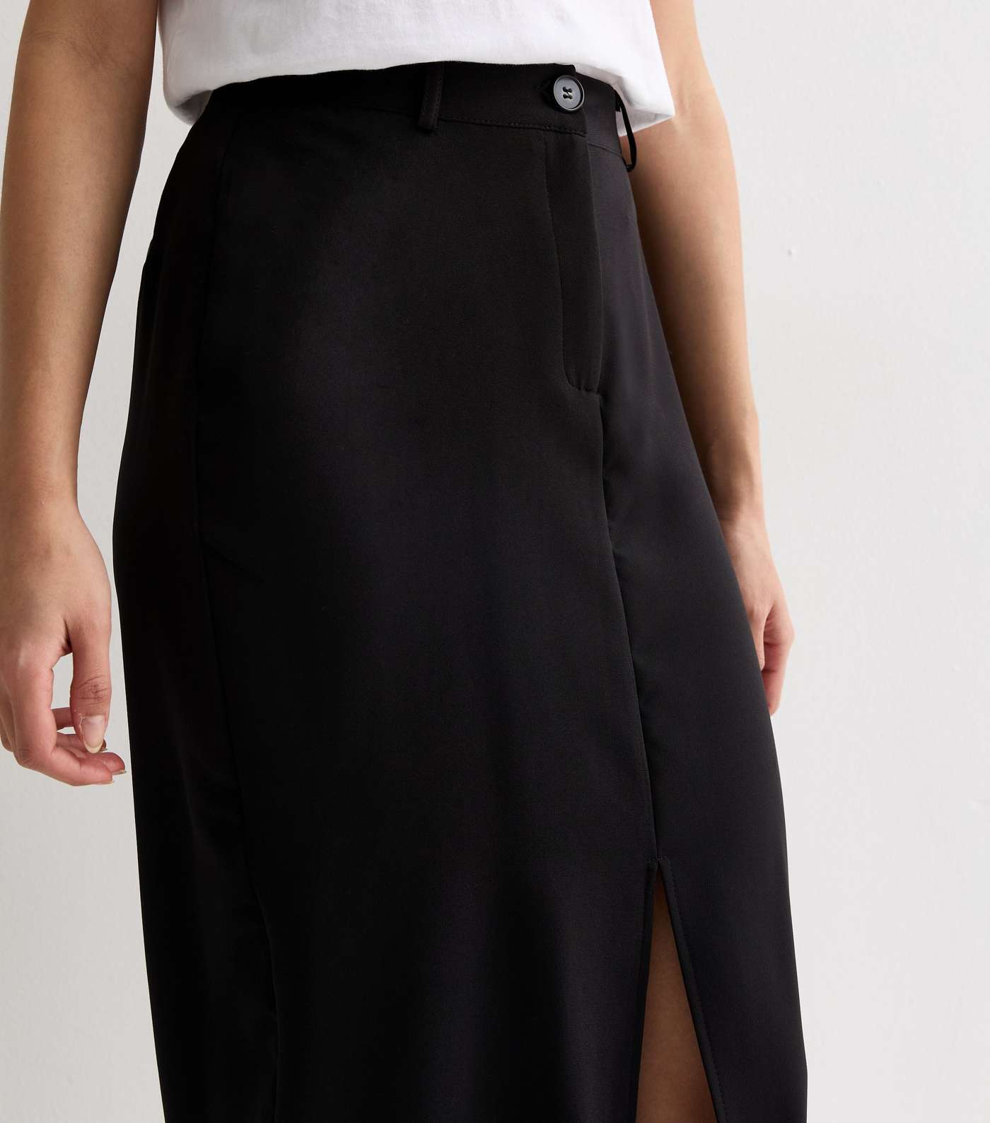 Black Split Front Midi Skirt  Image 2