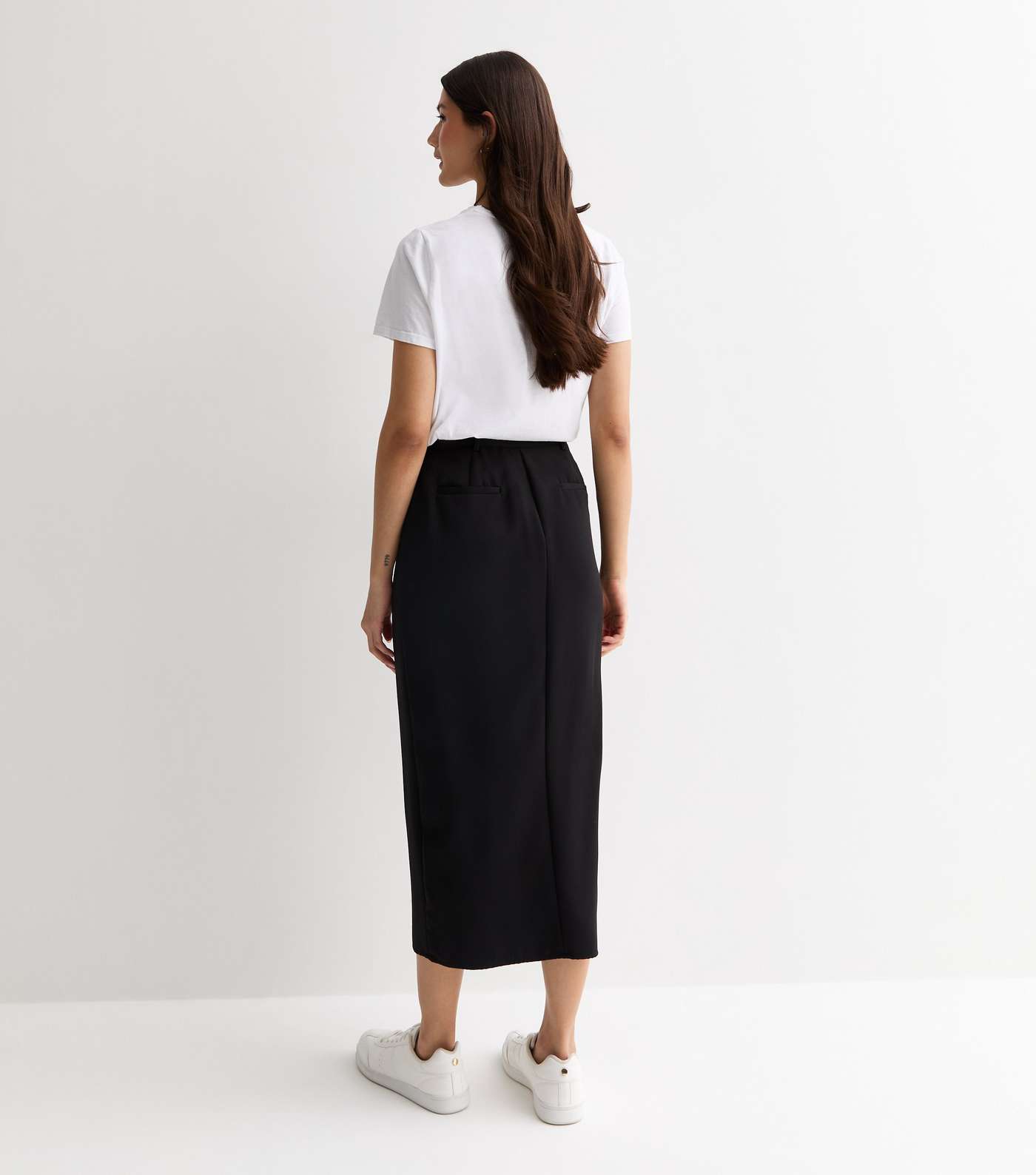 Black Split Front Midi Skirt  Image 4