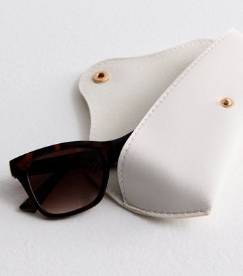 White Leather-Look Hardshell Sunglasses Case New Look