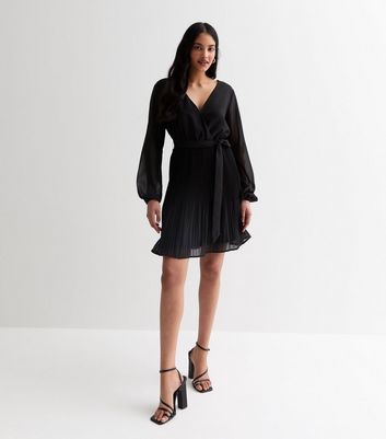 Gini London Black Wrap Mini Dress New Look