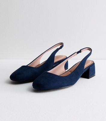 Navy suede best sale slingback shoes