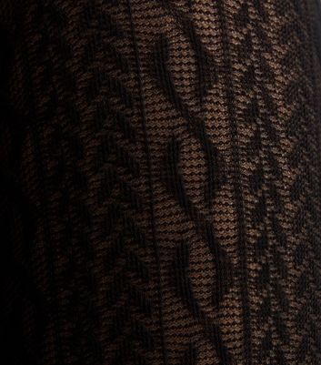 Black Cable Knit Cotton Rich Tights New Look