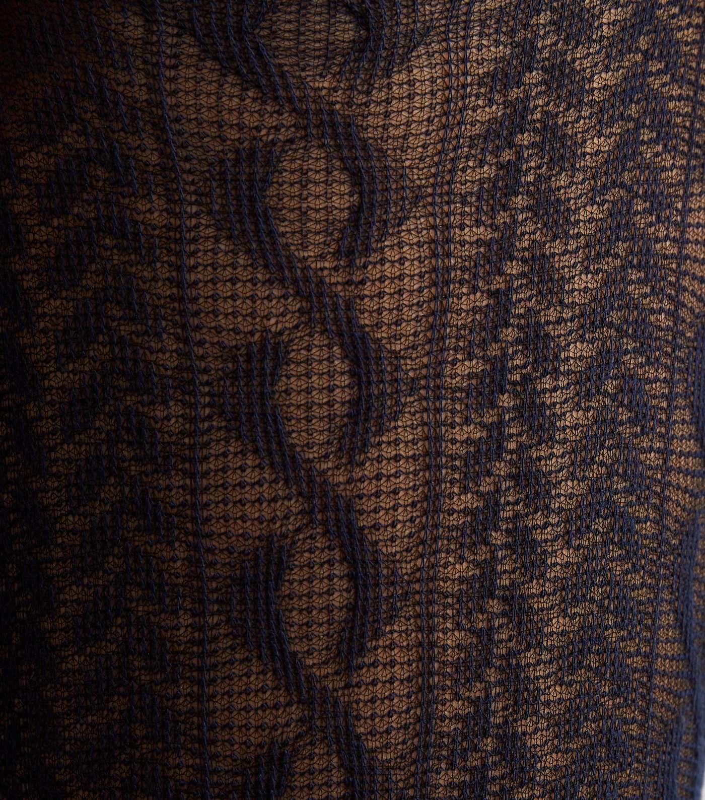Navy Cable Knit Cotton Rich Tights Image 3