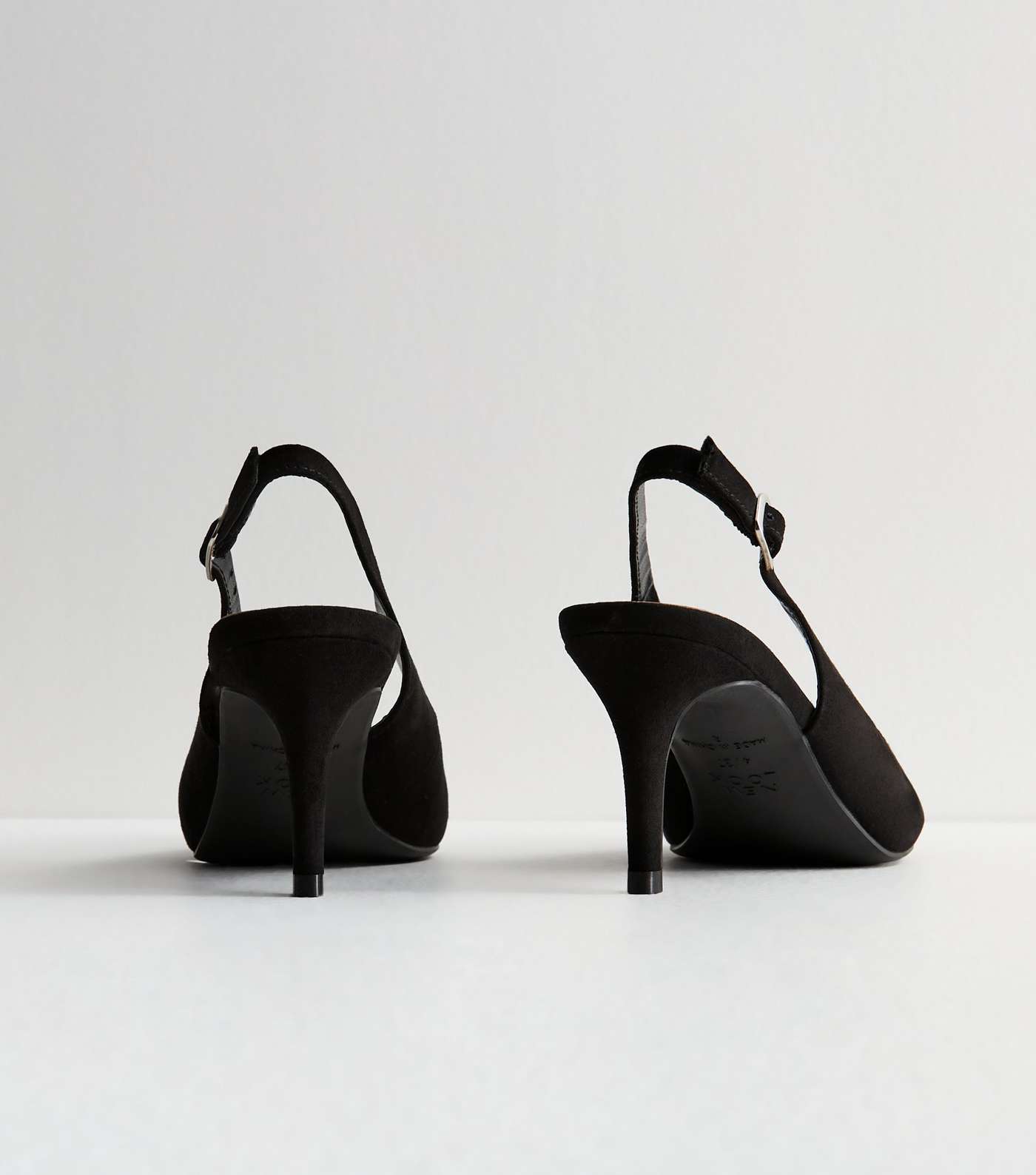 Black Suedette Slingback Stiletto Heel Court Shoes Image 4