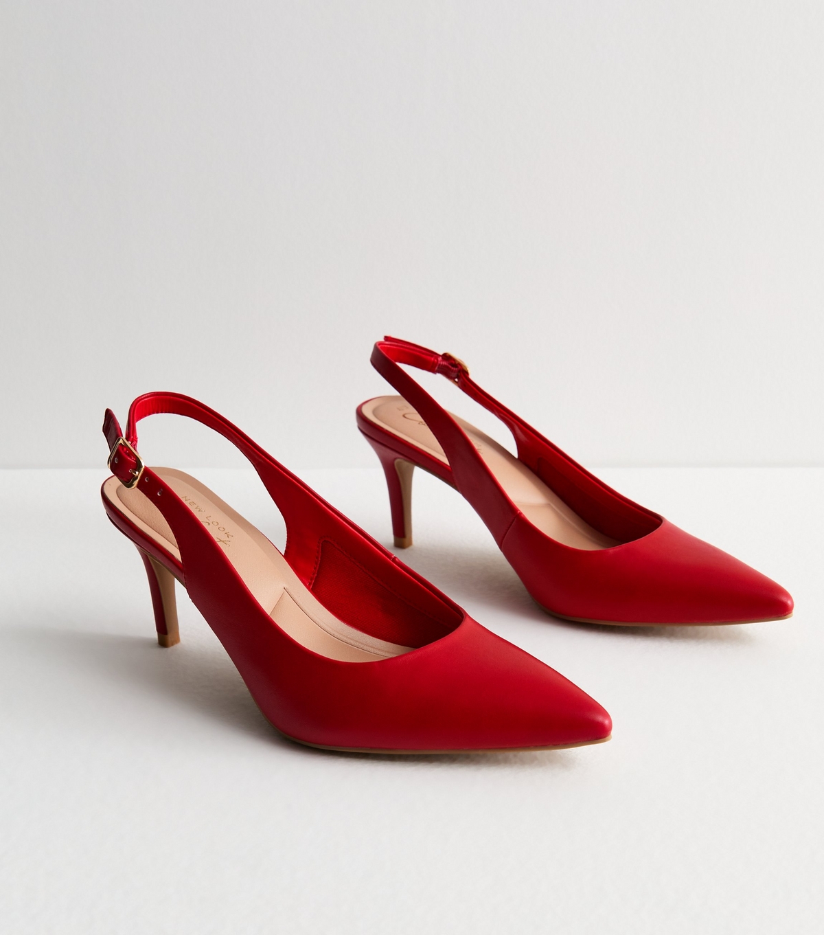 Women's Red Pointed Slingback Stiletto Heel Court Shoes New Look