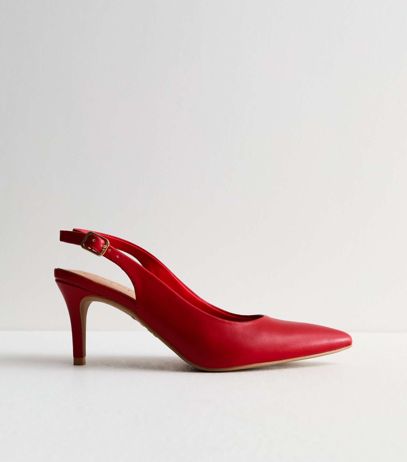 Red Pointed Slingback Stiletto Heel Court Shoes  Image 5