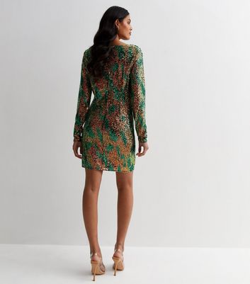 Cutie London Green Sequin Cowl Neck Mini Dress New Look