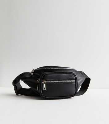 Black Leather-Look Utility Bumbag