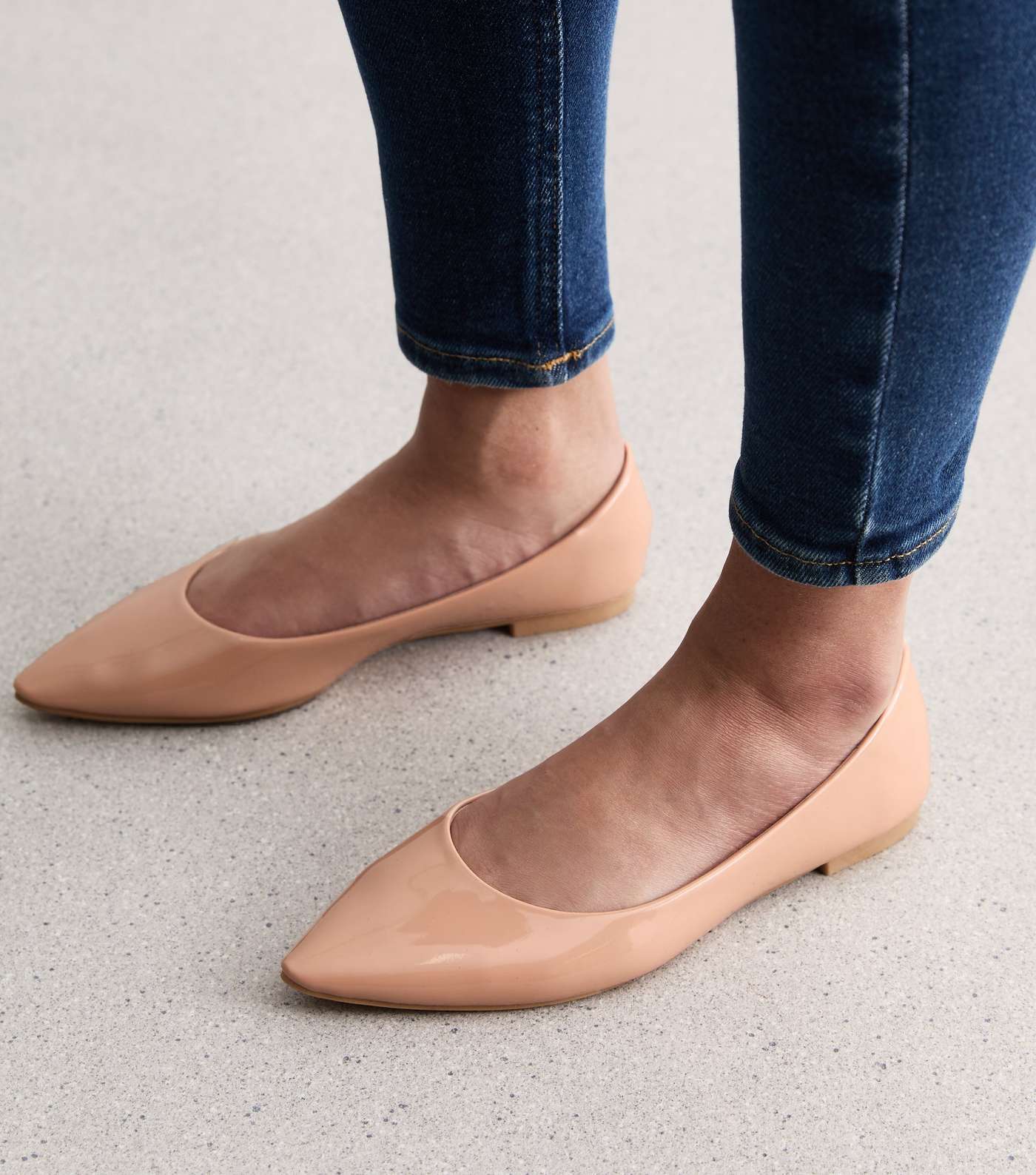 Pale Pink Patent Pointed Toe Ballerina Pumps Image 2