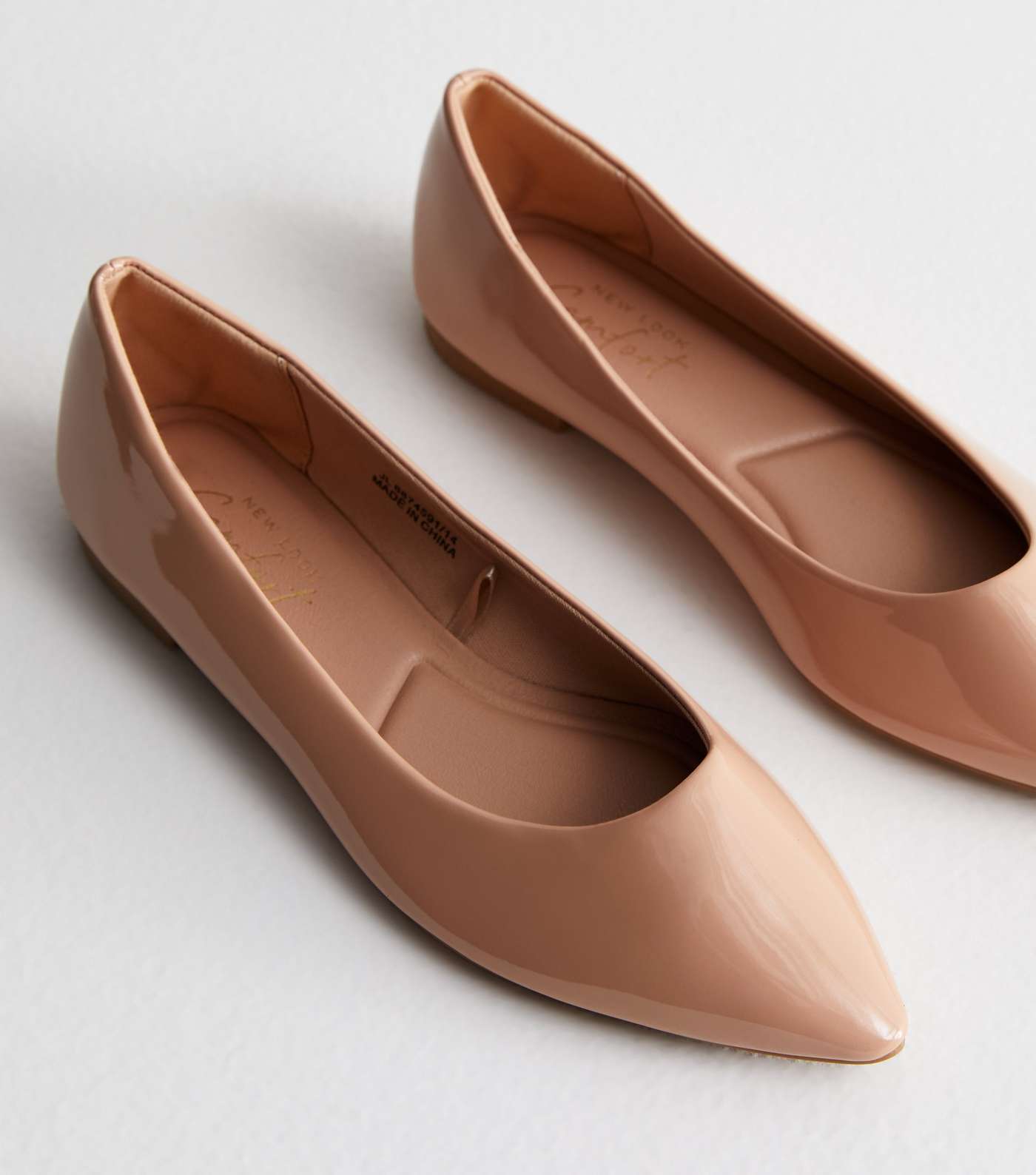 Pale Pink Patent Pointed Toe Ballerina Pumps Image 4