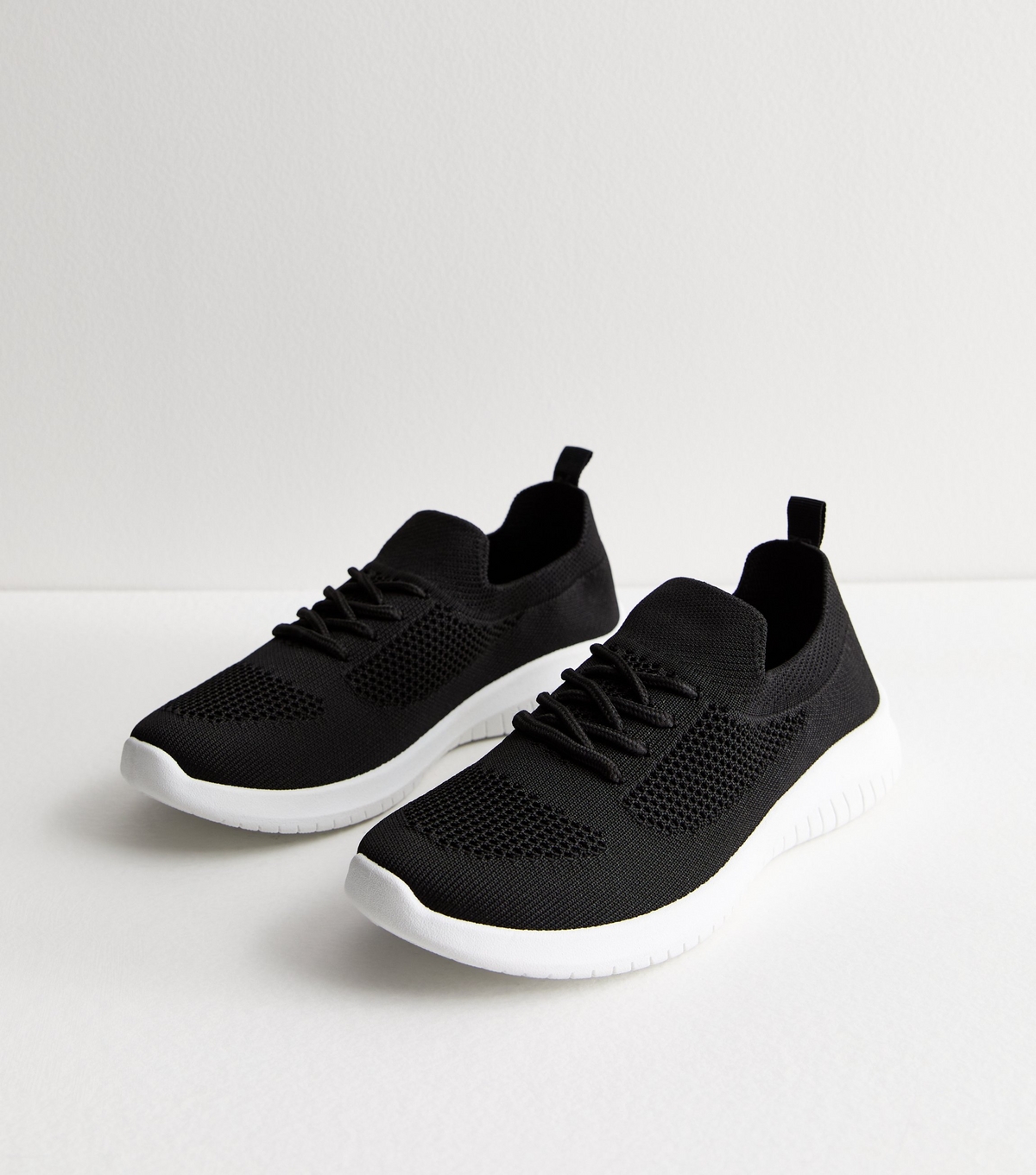 Women's Black Knit Chunky Trainers New Look