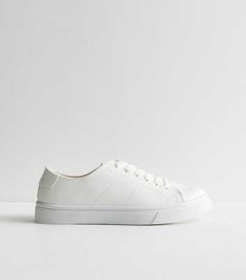 White Leather-Look Trainers 