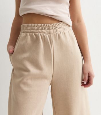 Stone Wide Leg Joggers New Look