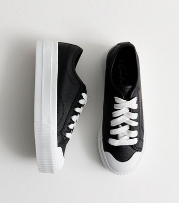 Black sneakers white laces on sale