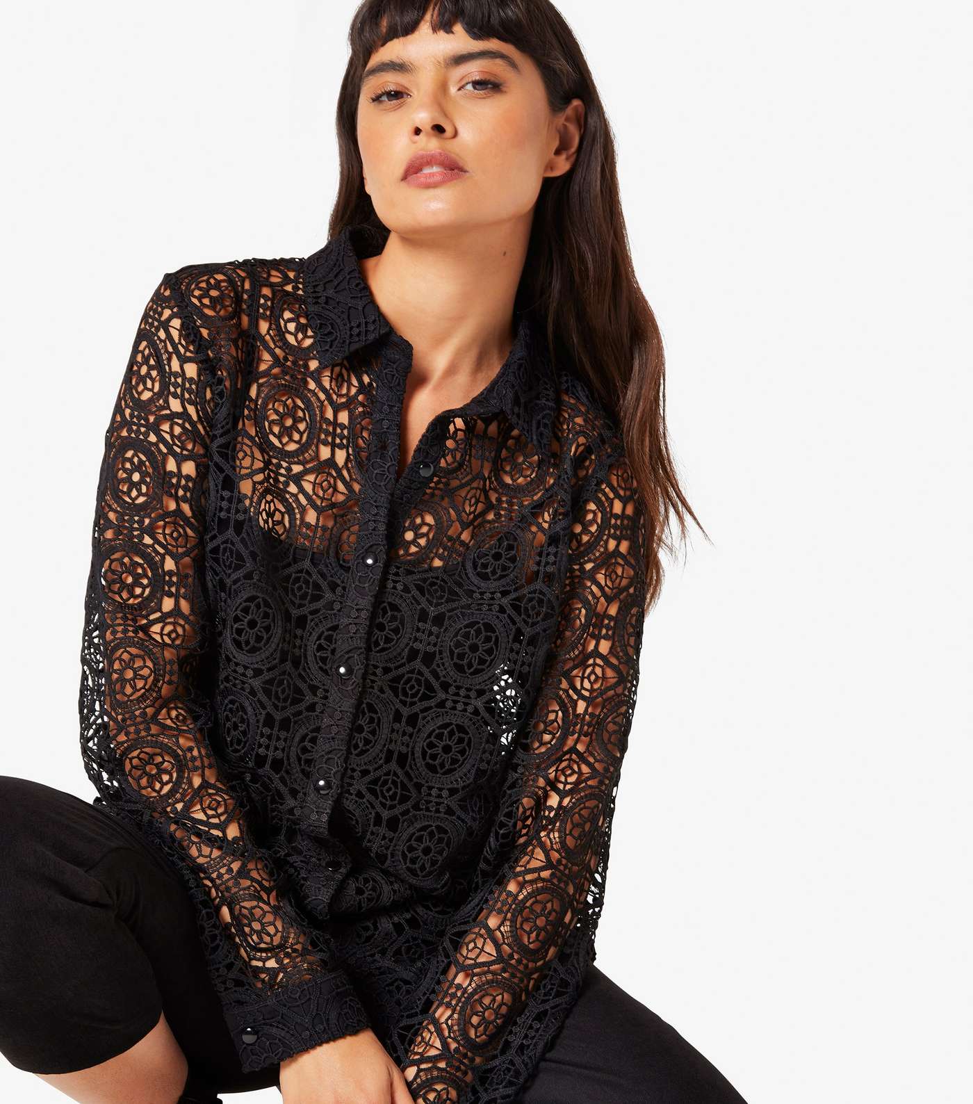 Apricot Black Lace Shirt | New Look