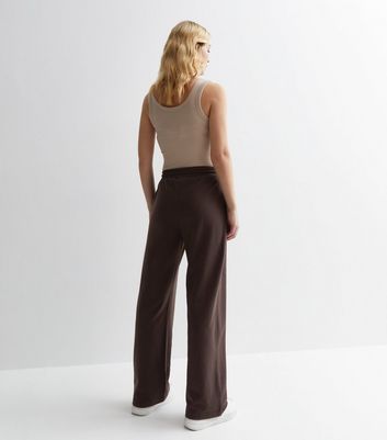 Dark Brown Seam Front Wide Leg Joggers | New Look