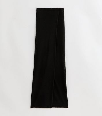 Black Knit Wrap Maxi Beach Skirt New Look