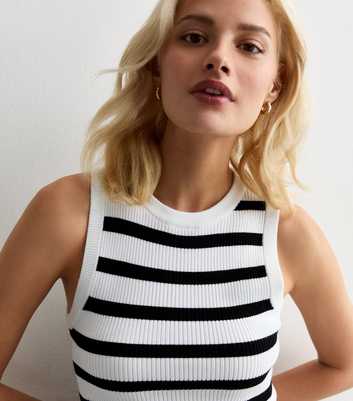 White Stripe Ribbed Vest