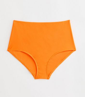 Curves Bright Orange High Waist Bikini Bottoms New Look