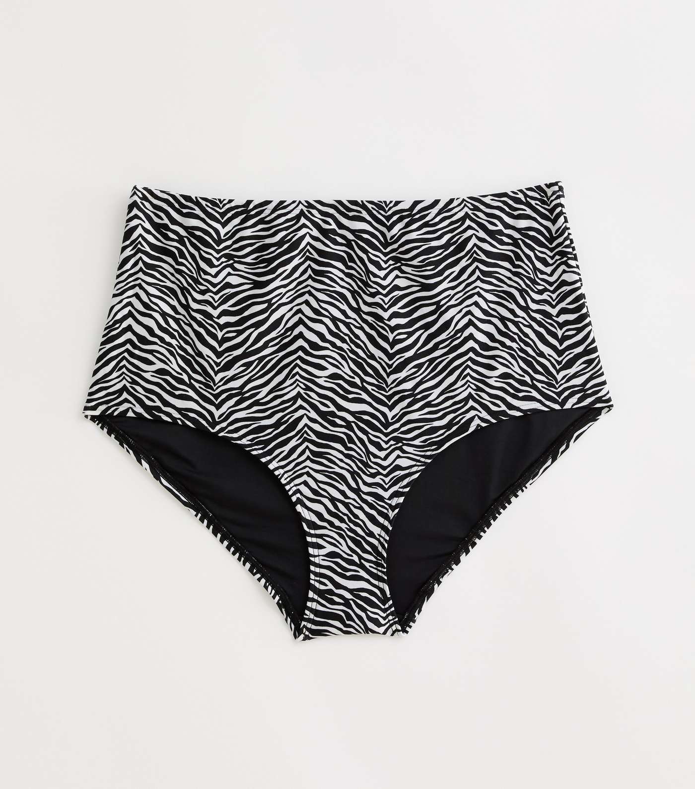 Curves Black Zebra Print High Waist Bikini Bottoms Image 5