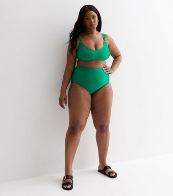 Curves Green Scoop Neck Bikini Top