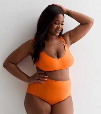 Curves Bright Orange Scoop Neck Bikini Top