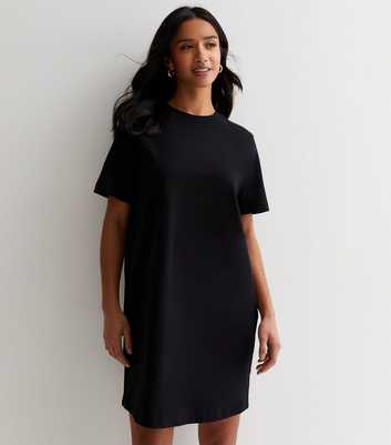 Petite Black Cotton T-Shirt Mini Dress