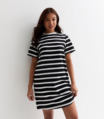 Black and white fashion striped jersey dress