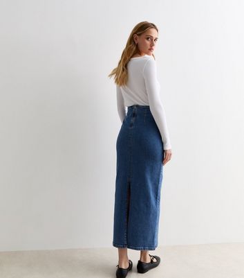 Blue denim skirt outlet new look